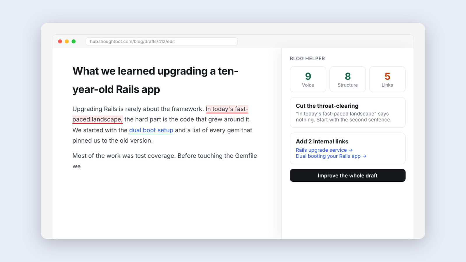 Illustration of Blog Helper in use