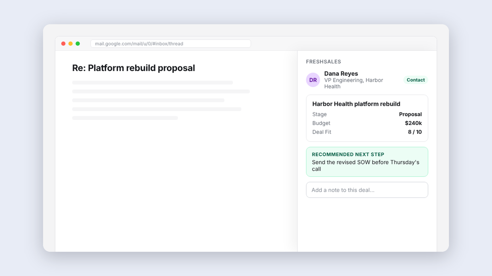 Illustration of Freshsales for thoughtbot in use
