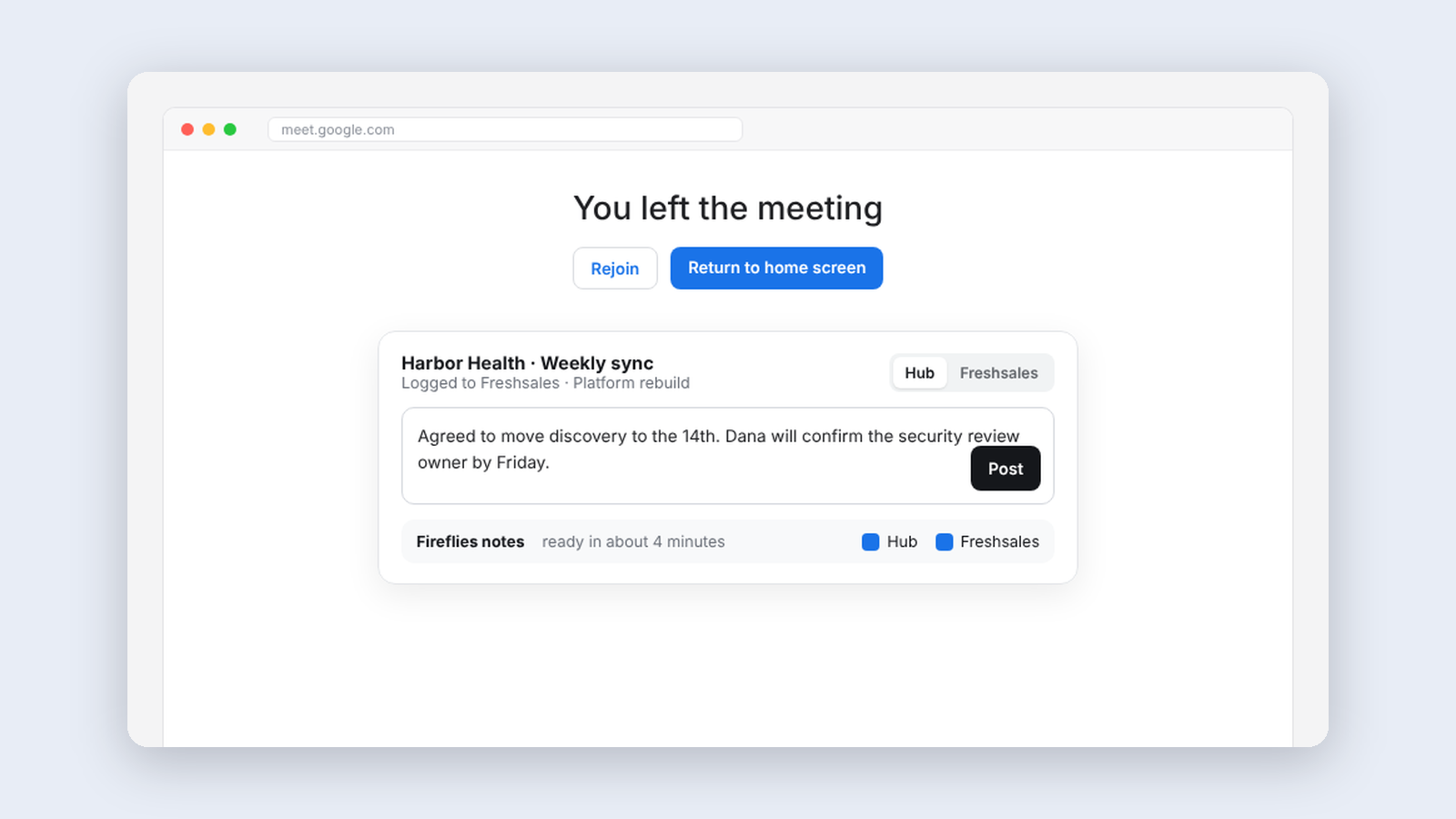 Illustration of Meeting Helper in use